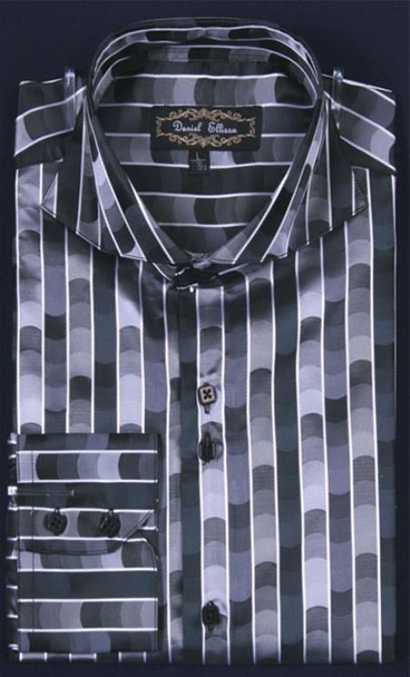 Men'S Shiny Flashy Satin Fancy Luxurious Shirt -Black