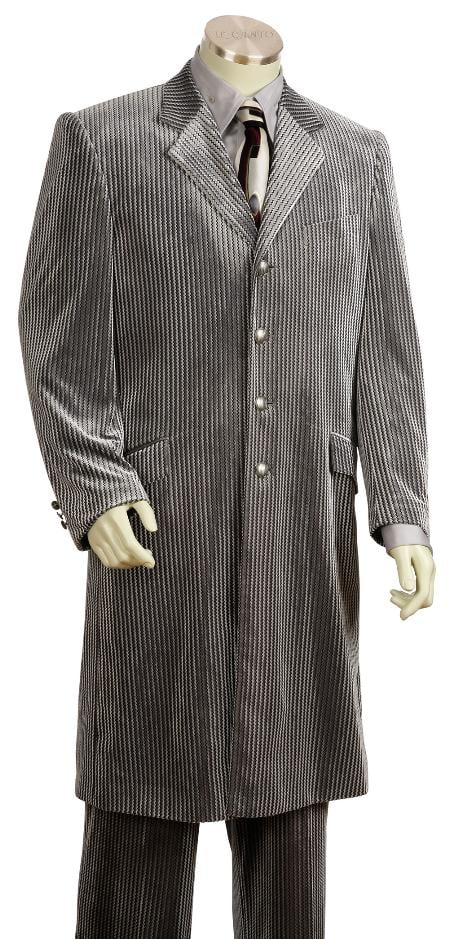 Mens Zoot Suit Mens Fashionable Long Suit Silver 45'' Long Jacket EXTRA LONG JACKET Maxi Very Long