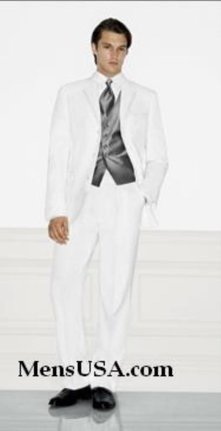 Single Breasted EXTRA FINE HAND MADE White Tuxedo Dress Suit