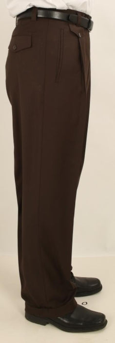 Men'S Wide Leg Single Pleated Pants Solid Dark Brown Men'S Wide Leg Trousers - Cheap Priced Dress Slacks For Men On Sale