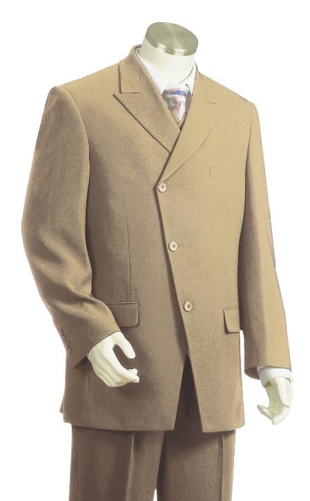 Men's Slant Front high Fashion Double Breasted Suit Wide leg Pants Style Suit Taupe