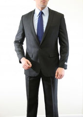 Men's Black Two Piece Single Button Peak Lapel Wool Fabric Slim Fit Suit