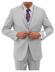 Men's Light Grey Three Piece Slim Fit Fully Lined Suit