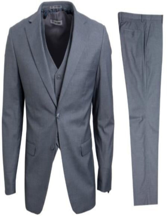 Mens Stacy Adams Suit - Designer Suit - 3 Piece Suit - Vested Suit - Flat Front Pant-Modern Fit Suits Medium Grey Suit