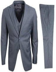 Mens Stacy Adams Suit - Designer Suit - 3 Piece Suit - Vested Suit - Flat Front Pant-Modern Fit Suits Medium Grey Suit