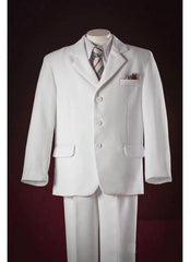 White Pocket Squares Kids Sizes Three Buttons Luxurious Polyester Taylor Made Suit Perfect for toddler Suit wedding attire outfits