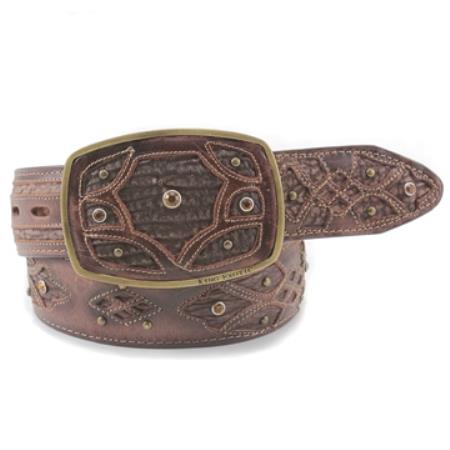 King Exotic Tobacco Belt Genuine Sharkskin