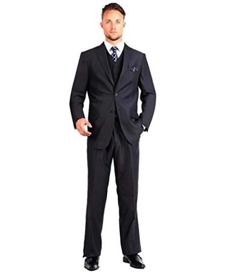 Men's Two Button Black Modern Fit Suits