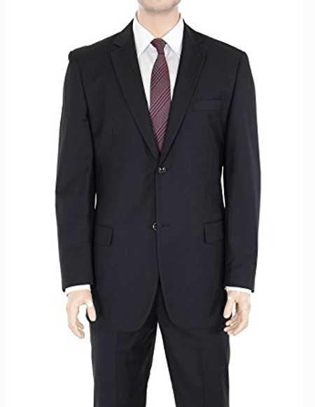 Authentic Braveman Men's Two Buttons Solid Black Suit Regular Fit