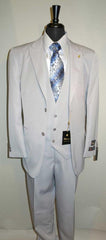 Men's Vested Suit Two Button Peaked Lapel Suit With A Three Button Front Vneck Vest Silver Grey ~ Gray Ash