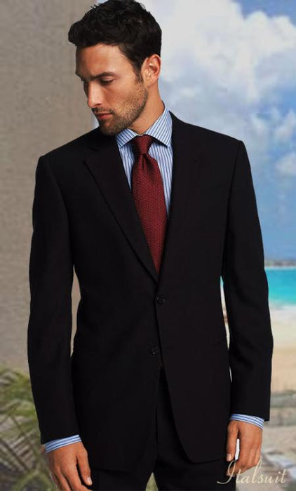2 BUTTON SOLID COLOR BLACK Men'S SUIT Side VENT BACK JACKET STYLE WITH 1 PLEATED PANTS