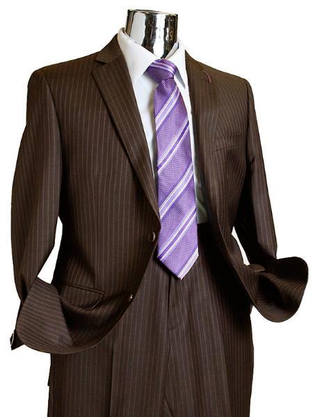 Mix and Match Suits Suit Separate Men's 2 Button Rayon Fabric Suit Dark Brown Pinstripe ~ Stripe Discounted Online Sale Only