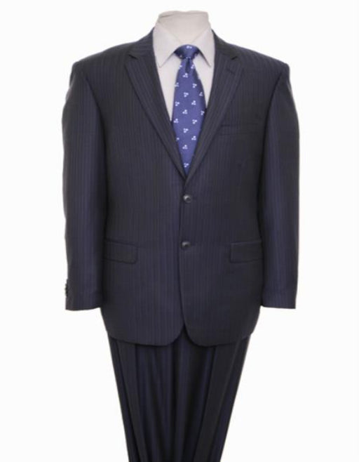 Reg Price $795 Designer Affordable Inexpensive Authentic 100% Wool Suit 2 Button Side Vent Jacket Flat Front Pants Wool Classic Dark Navy