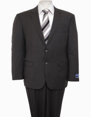 Reg Price $795 Designer Affordable Inexpensive Authentic 100% Wool Suit 2 Button Side Vent Jacket Flat Front Pants Pinstripe Dark Navy