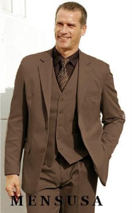 Mens 2 Button Modern Fit Vested Wool Suit in Coco Brown main image 1