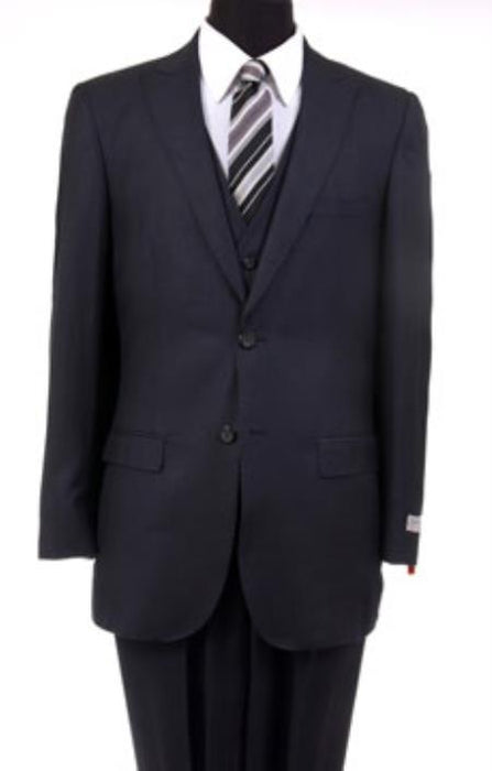 Men'S Slim Fit Suit - Fitted Suit - Skinny Suit Reg:795 On Sale $249 3PC Suit Two Button Vested Peak Pointed English Style Lapel Black