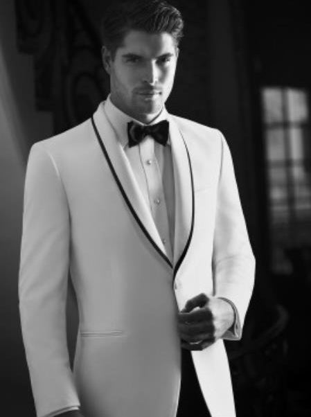 Waverly White 1-Button Shawl Tuxedo Ike Evening by Tuxedo Authentic Brand