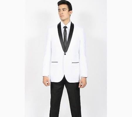 Men's White Black Shawl Collar Slim Fit Kids Sizes 2 Piece Perfect for toddler Suit wedding attire outfits Fashion Tuxedo For Men