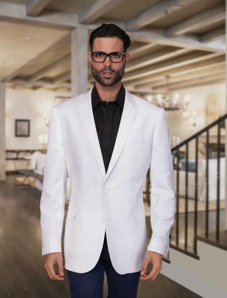 mens white dress coat Linen Sport ~ Men's Summer Light Weight Blazer Jacket White / 50 Regular and elevate your presence Linen:White Minnow Maxi Dress - 4P