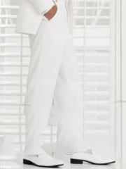 Jean Yves White Plain Front Tuxedo Dress Pants unhemmed unfinished bottom