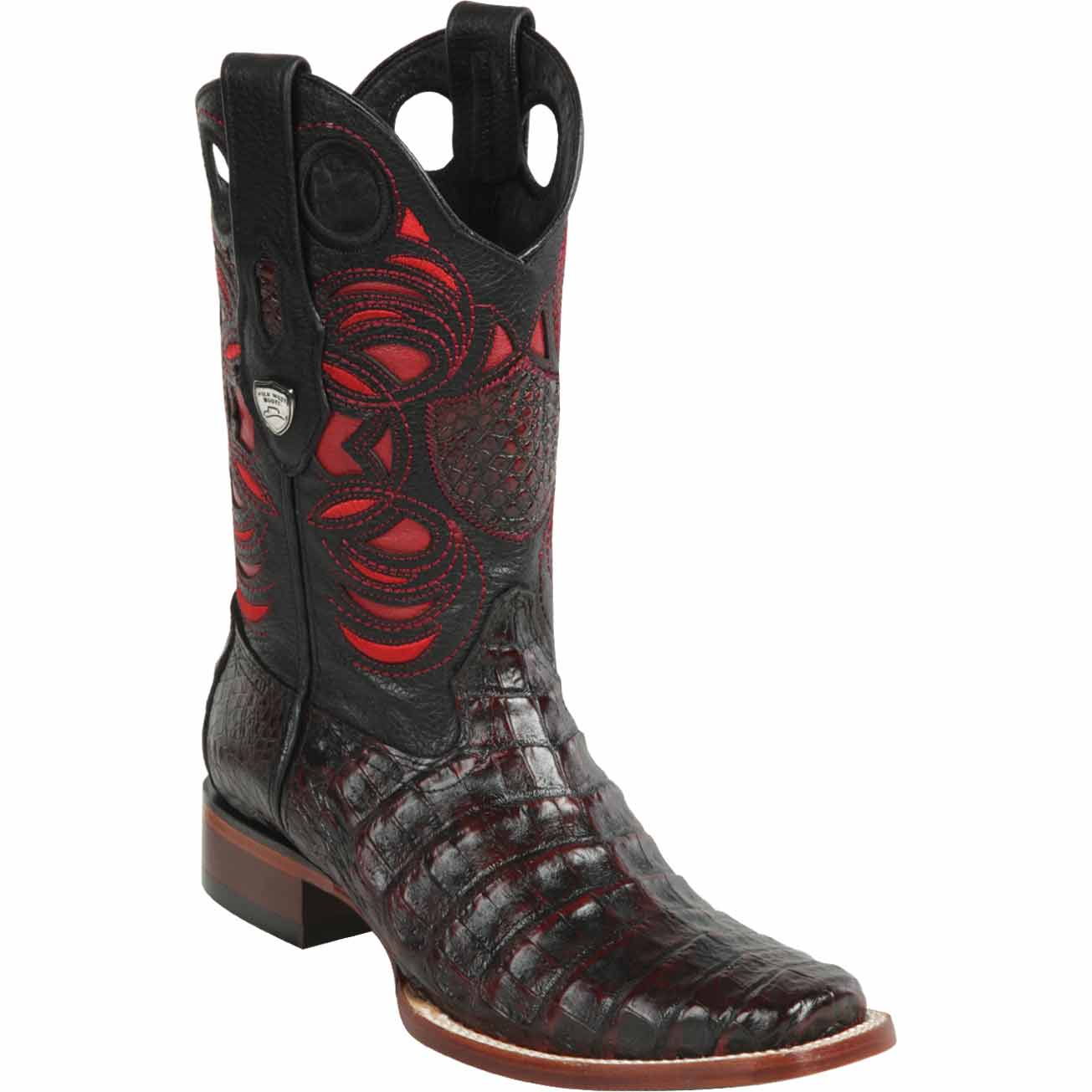 Men's Wild West Caiman Belly Skin Rodeo Toe Boots 281882