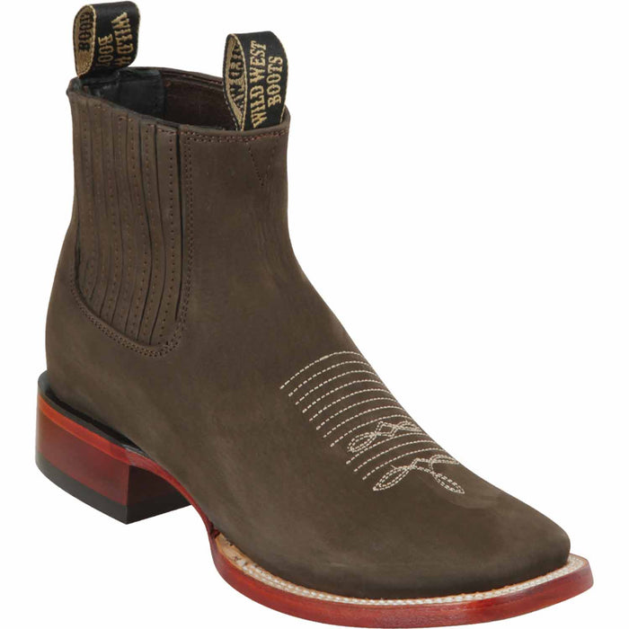 Men's Wild West Genuine Leather Ranch Toe Short Boots 282BM63