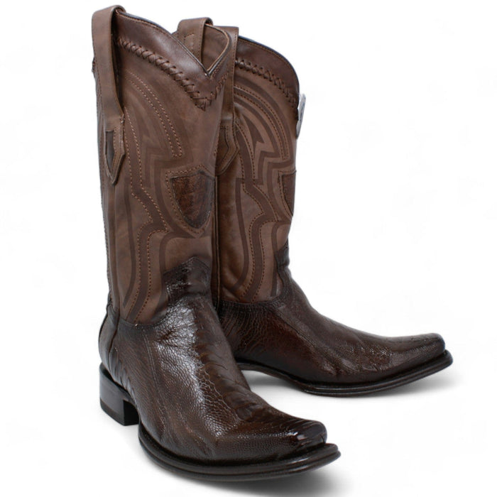 Men's Wild West Ostrich Leg Square Toe Boots 277L05
