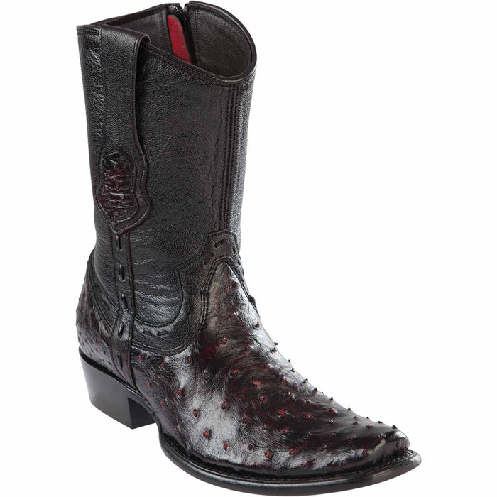 Men's Wild West Ostrich Skin Dubai Toe Short Boots 279B03