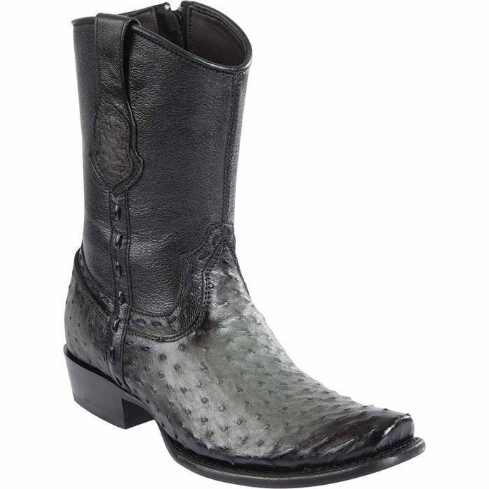 Men's Wild West Ostrich Skin Dubai Toe Short Boots 279B03