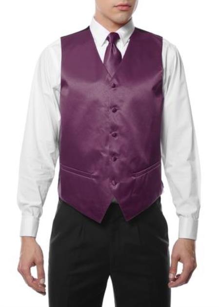 Men's Wine Besom Pockets  4PC Big and Tall Dress Tuxedo