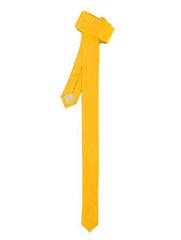 Polyester Super Skinny Fashionable Shiny Slim Fully Lined Yellow NeckTie-Men's Neck Ties - Mens Dress Tie - Trendy Mens Ties
