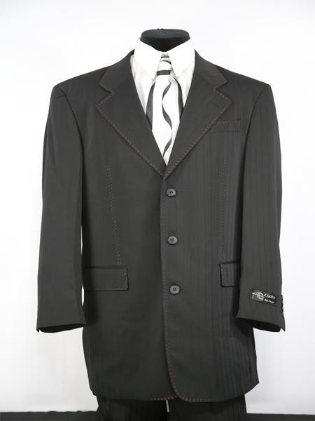 Men's Brass Button Black Plain Zoot Suit main image 0