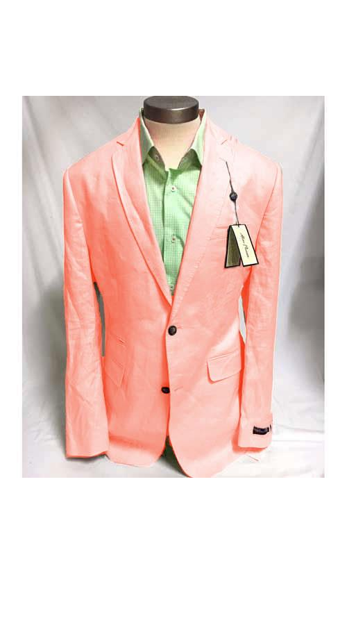 Mens Linen Blazer - Salmon Linen Sport Coat - Summer Blazer