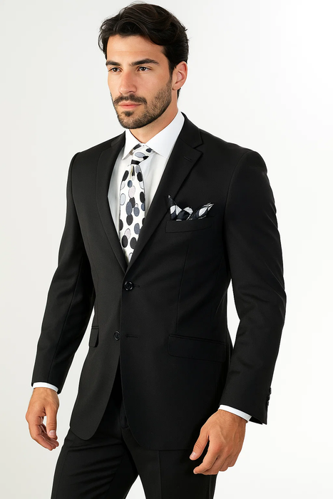 Buy 10 and More $59 Mens Black Slim Fit Suit Vent Online Discount Fashion Sale Cheap Priced Business Suits Clearance Sale For Men