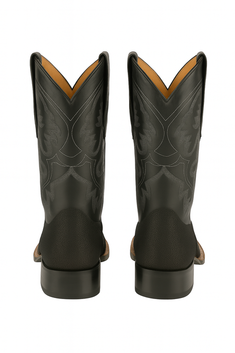 Mens King Exotic Boots Square Toe Stingray Single Stone Black (48221205-)