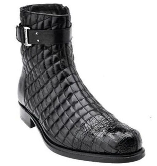 Belvedere Mens Quilted Ostrich Captoe Boots Black Libero