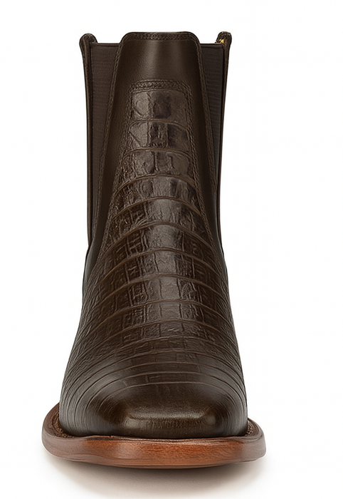 Mens Short Caiman Print Boots