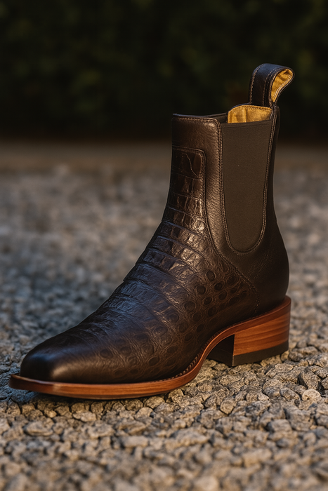 Mens Short Caiman Print Boots