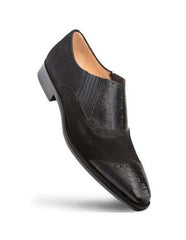Mezlan Black Ostrich and Suede Slip On
