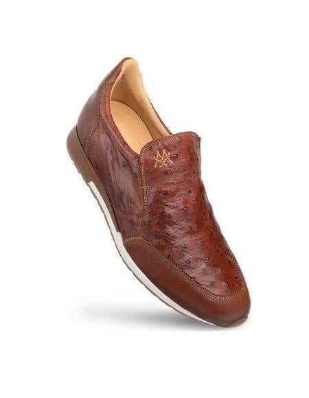 Mezlan Casual Slip On Sneakers Cognac Ostrich