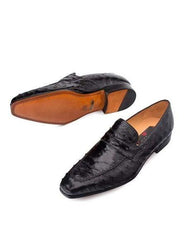 Mezlan Men's Black Ostrich Penny Loafer Lisbon