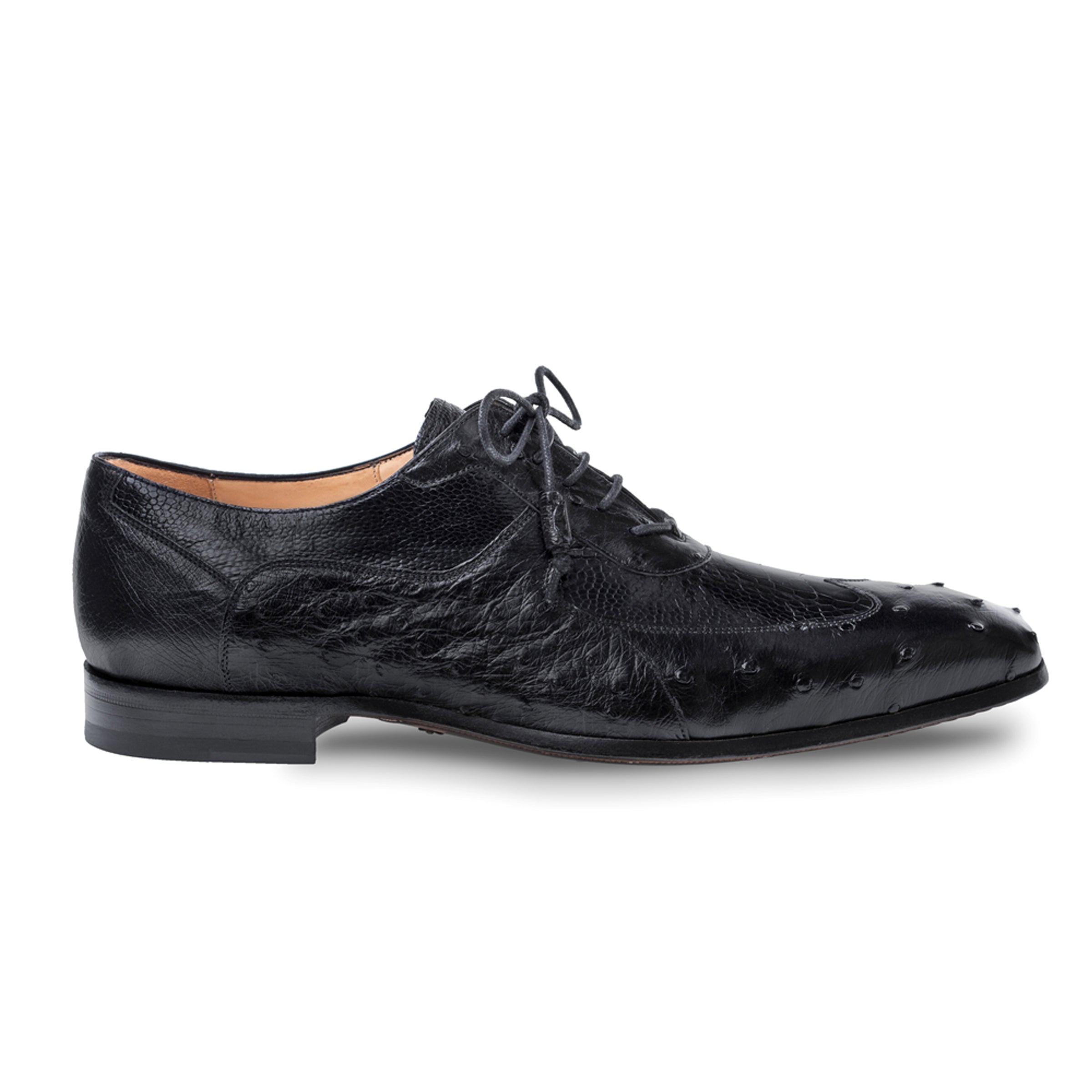Mens Mezlan Getty Ostrich Wingtip Dress Shoe in Cognac