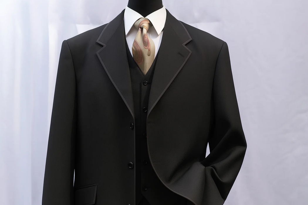 Milano Moda Men's Black High Fashion Vested Cheap Priced Business Milano Suit Clearance Sale