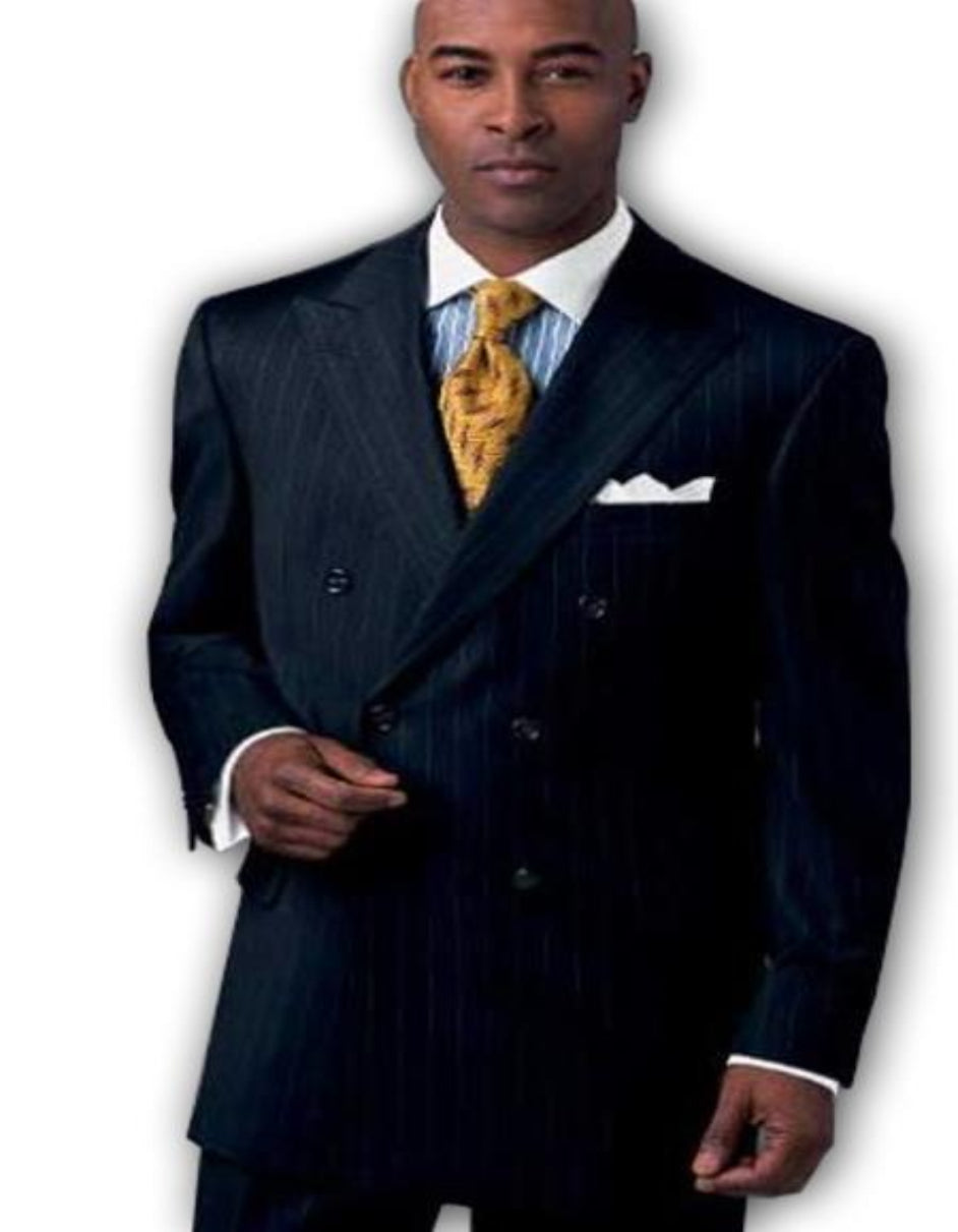 Mix and Match Suits Men's Suit Separates Wool Fabric Navy Blue and White Stripe Suit By Alberto Nardoni Brand