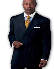 Mix and Match Suits Men's Suit Separates Wool Fabric Navy Blue and White Stripe Suit By Alberto Nardoni Brand