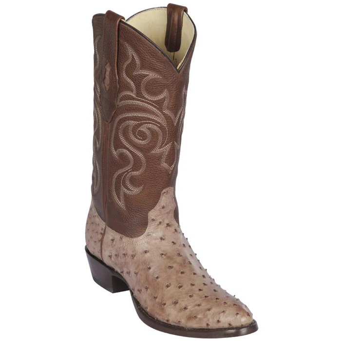Los Altos Boots - Mens Dress Cowboy Boot - Low Priced Moka Ostrich Boots R-Toe- in Moka