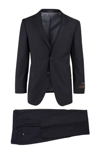 Novello Black, Pure Wool Suit by Tiglio Luxe TIG1001 Modern Fit