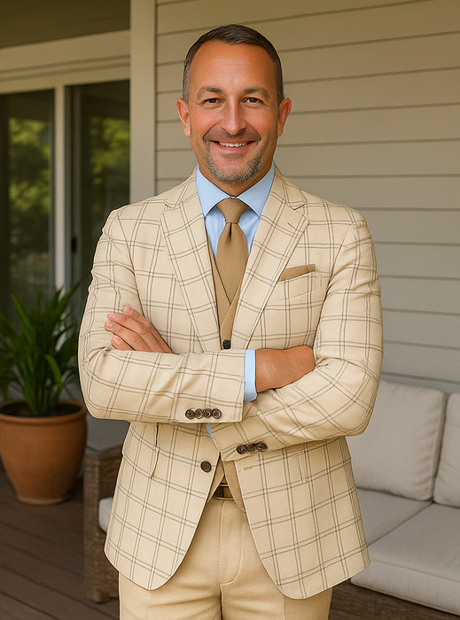 Wool Suit - Italian Made Business Suit by Statement Men's 3 Piece 100% Wool Modern Fit Suit - Accented Scoop Vest