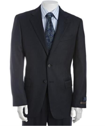 Men's Dark Navy Birdseye  2-Button Suit With Single Pleated Pants