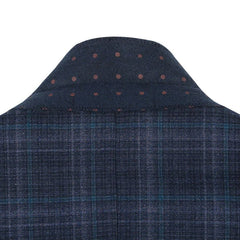 Saco vaquero - Western Sport Coat - Western Blazer- Mens Two Button Classic Wool Stretch Sport Coat Blazer In Dark Navy Blue Windowpane Plaid